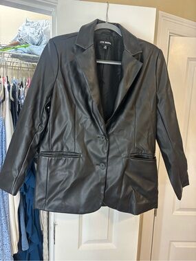 Steve Madden Black Faux Leather Blazer Jacket
